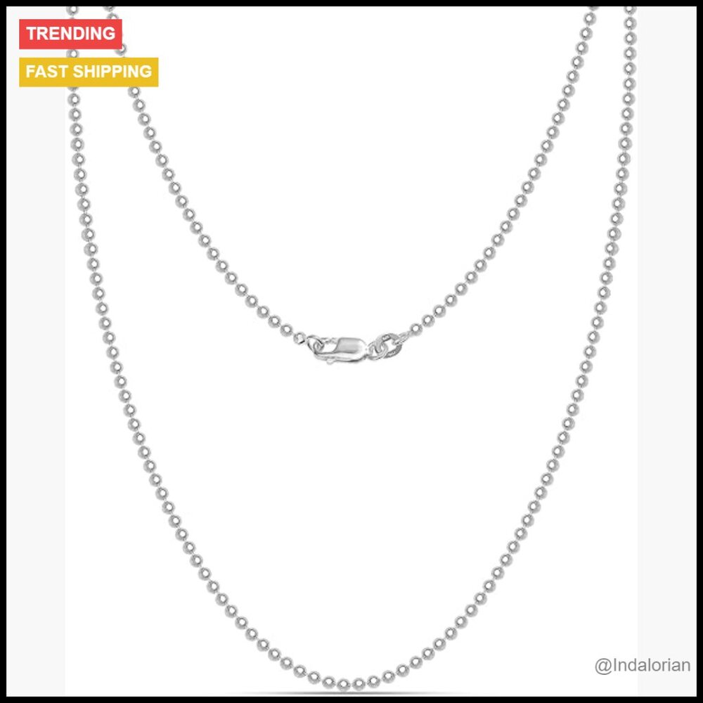 925 Sterling Silver Diamond-Cut Ball Chain Necklace With Lobster Clasp